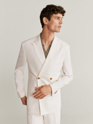 Slim Fit Linen Suit Blazer