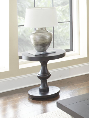 Dory Round End Table Black - Steve Silver