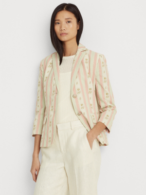 Floral Striped Jacquard Blazer