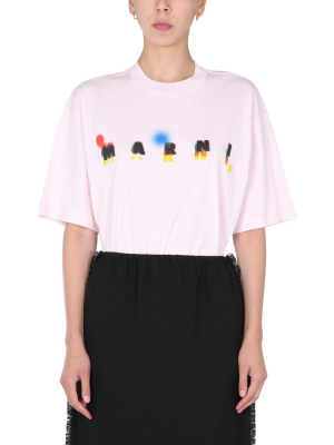 Marni Logo Print Crewneck T-shirt