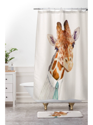 Mr. Giraffe Shower Curtain Ivory - Deny Designs