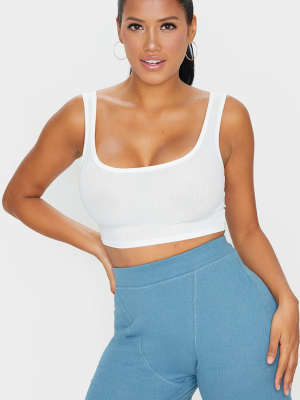 Shape Cream Ribbed Scoop Neck Crop Top