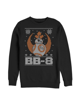 Men's Star Wars The Force Awakens Ugly Christmas Bb-8 Snow Sweatshirt