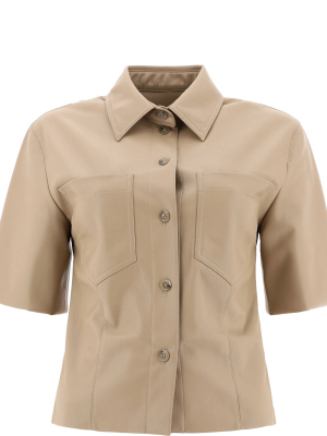 Nanushka Sabine Faux Leather Short-sleeve Shirt