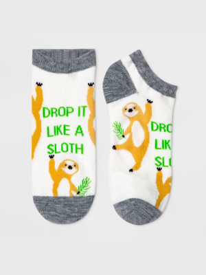 Women's "drop It Like A Sloth" Low Cut Socks - Xhilaration™ White 4-10