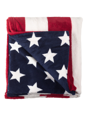 50"x60" American Flag Stars And Stripes Fleece Throw Blanket - Saro Lifestyle