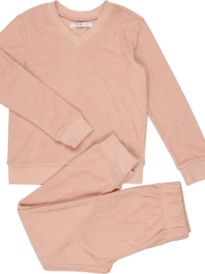 Coco Blanc Terry Shorts Pajamas - Smokey Rose