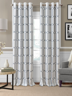 Kaiden Geometric Room Darkening Window Curtain Panel - Elrene Home Fashions