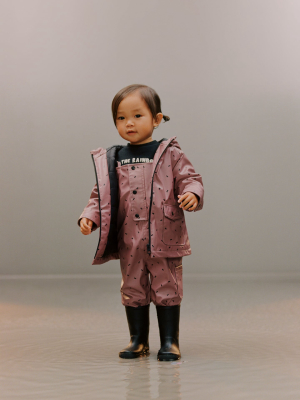 Rubberized Coat With Bird Print