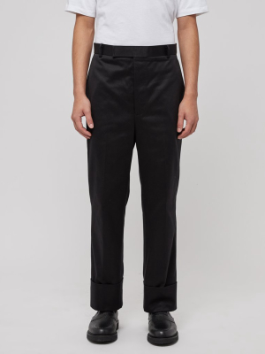 Belt-loop Straight-leg Trouser With Tipping In Black