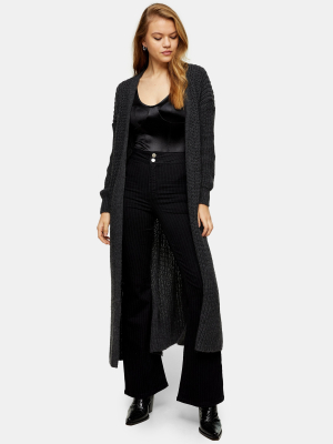 Charcoal Gray Maxi Knitted Cardigan