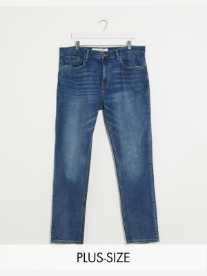 New Look Plus Slim Distressed Jeans In Blue