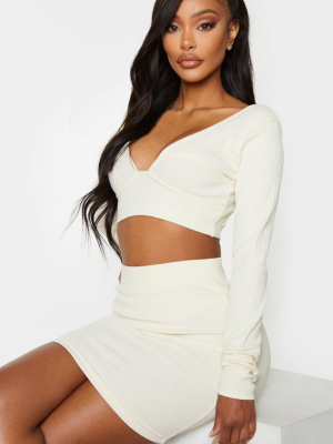 Shape Cream Thick Rib Cup Detail Crop Top