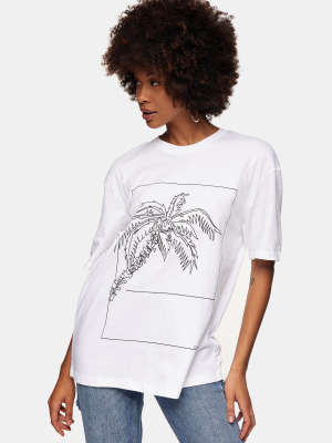 Topman Palm Sketch Print T-shirt In White