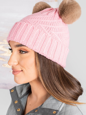 All About It Blush Pink Pompom Beanie