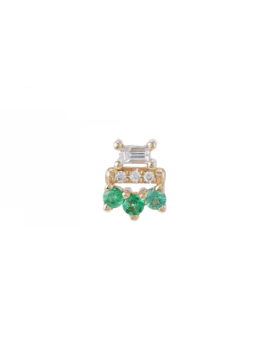 Emerald Baguette Lace Stud