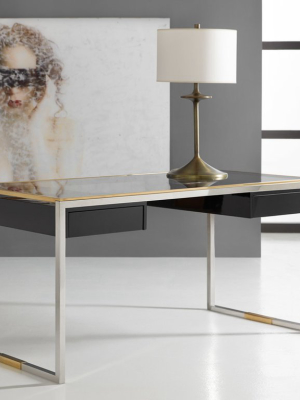 Stainless And Brass Writing Desk