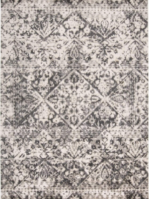 Feizy Kano Distressed Medallion Diamond Rug - Ivory & Gray - Available In 8 Sizes