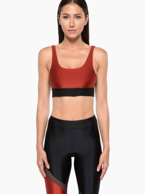 Inner Sprint Color Block V Back Sports Bra - Rouge Red/black