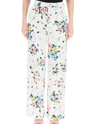 Alessandra Rich Floral Print Wide-leg Pants