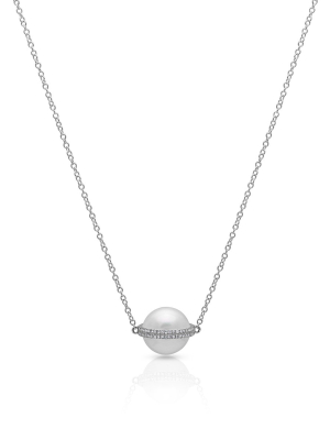 14kt White Gold Diamond Pearl Hannah Necklace