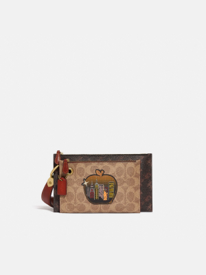 Double Slim Wristlet In Signature Canvas With...