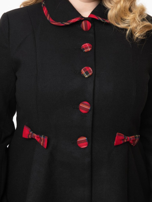 Hell Bunny Plus Size 1950s Black Tiddlywinks Coat