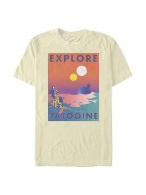 Men's Star Wars Explore Tatooine Travel Poster T-shirt