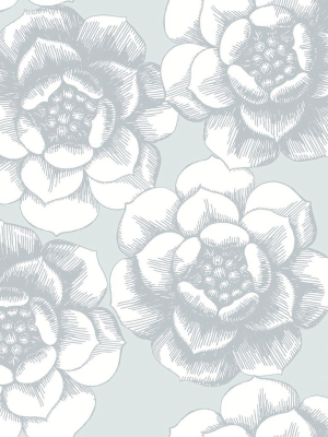 Fanciful Floral Wallpaper In Silver From The Moonlight Collection By Brewster Home Fashions