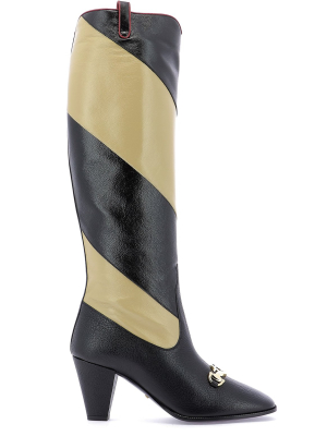 Gucci Zumi Diagonal Striped Knee Length Boots