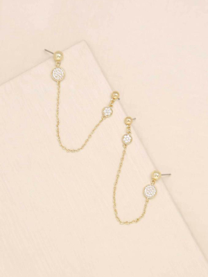 Two Hole Piercing 18k Gold Plated Chain Drop Earrings