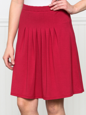 Pleat Front Skirt - Wine