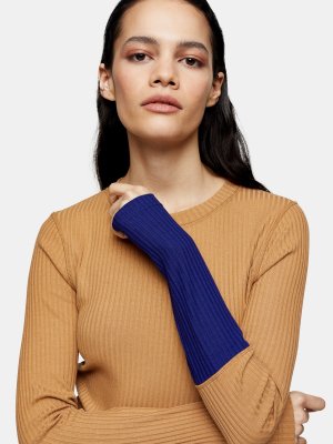 **camel Ribbed Top By Topshop Boutique