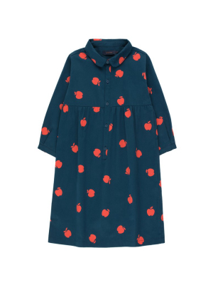 Tiny Cottons Apples Long Dress - True Navy/burgundy