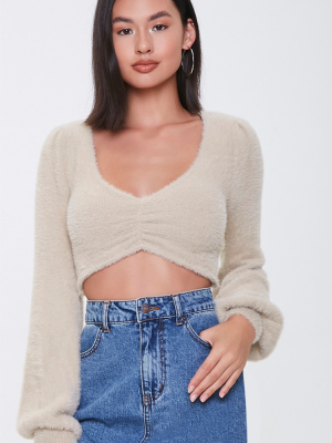 Fuzzy Knit Cropped Sweater