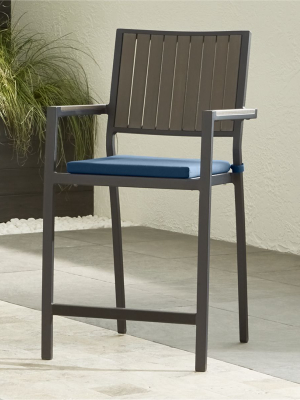 Alfresco Ii Grey 24" Counter Stool With Sapphire Sunbrella ® Cushion