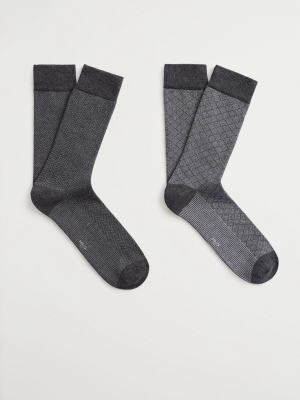 2 Pack Jacquard Motif Socks