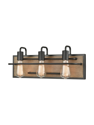 Copley 3-light Vanity Light In Matte Black And Aspen