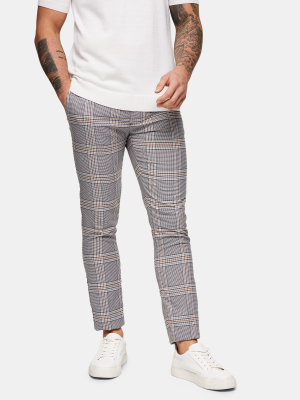 Gray And Brown Houndstooth Skinny Pants