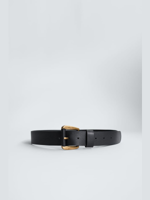 Lined Buckle Leather Belt