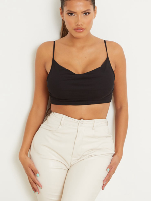 Shape Black Mesh Strappy Cowl Neck Crop Top