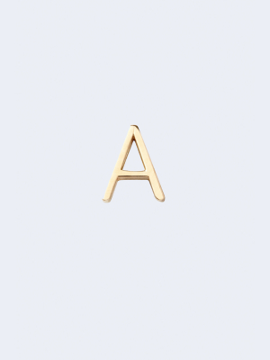 "a" Alphabet Letter Stud Earrings In Yellow Gold