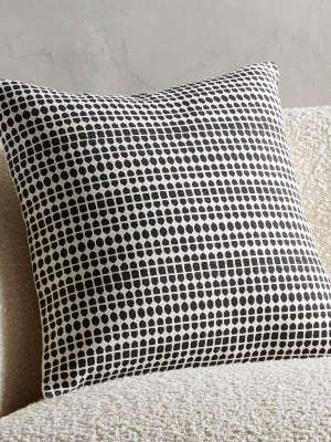 18" Pentagrid Block Print Black Pillow