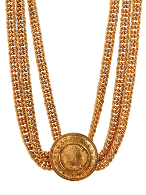 Chanel 3 Chain Domed Pendant Necklace