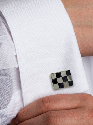 Cl548702 | Sodalite And Mother Of Pearl Checkerboard Cufflinks