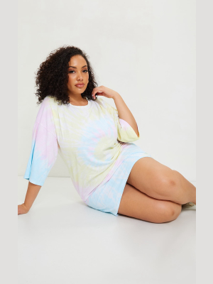 Plus Multi Tie Dye T Shirt Boyfriend Dress