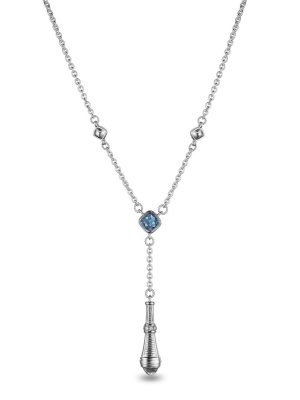 Cassandre Drop Necklace With London Blue Topaz And Diamonds