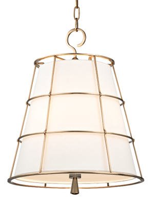 Hudson Valley Lighting Savona 3-bulb Pendant - Aged Brass & Cream