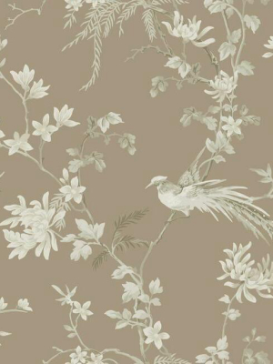 Bird And Blossom Chinoserie Wallpaper In Glint From The Ronald Redding 24 Karat Collection By York Wallcoverings