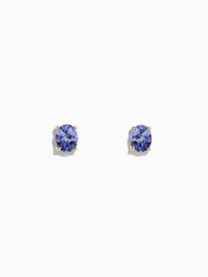 Effy 14k Yellow Gold Oval Tanzanite Stud Earrings, 0.65 Tcw